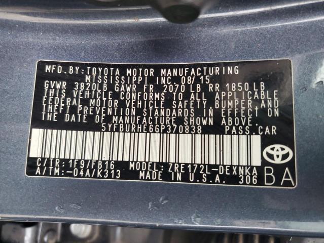 Photo 11 VIN: 5YFBURHE6GP370838 - TOYOTA COROLLA L 