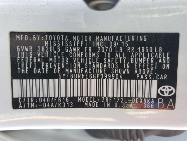 Photo 11 VIN: 5YFBURHE6GP399904 - TOYOTA COROLLA L 