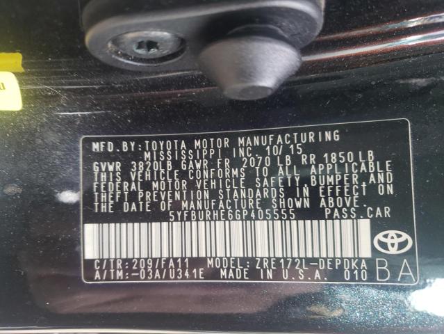 Photo 9 VIN: 5YFBURHE6GP405555 - TOYOTA COROLLA L 