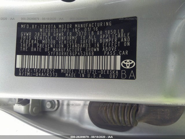 Photo 8 VIN: 5YFBURHE6GP453668 - TOYOTA COROLLA 