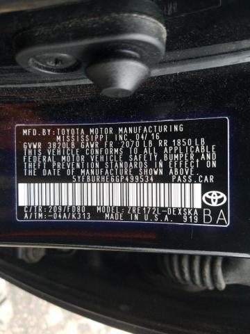 Photo 9 VIN: 5YFBURHE6GP499534 - TOYOTA COROLLA L 