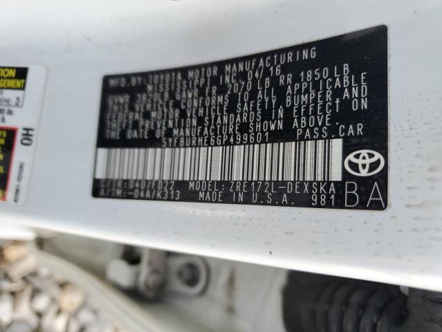 Photo 11 VIN: 5YFBURHE6GP499601 - TOYOTA COROLLA L 