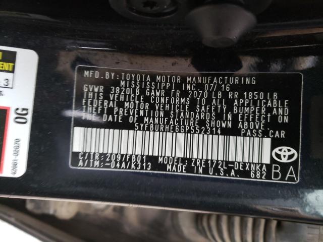 Photo 9 VIN: 5YFBURHE6GP552314 - TOYOTA COROLLA L 