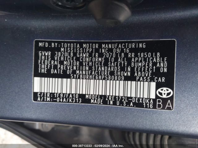 Photo 8 VIN: 5YFBURHE6HP580809 - TOYOTA COROLLA 