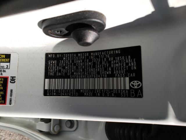 Photo 9 VIN: 5YFBURHE6HP604218 - TOYOTA COROLLA L 