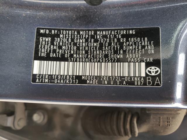 Photo 9 VIN: 5YFBURHE6HP605577 - TOYOTA COROLLA L 