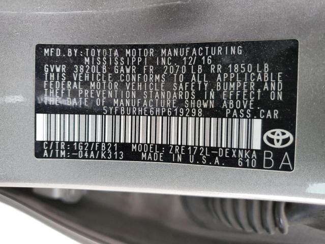 Photo 9 VIN: 5YFBURHE6HP619298 - TOYOTA COROLLA L 