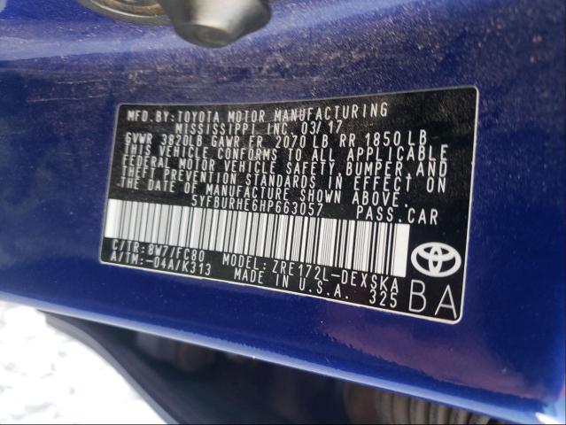 Photo 9 VIN: 5YFBURHE6HP663057 - TOYOTA COROLLA L 