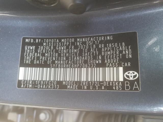 Photo 9 VIN: 5YFBURHE6HP706232 - TOYOTA COROLLA L 