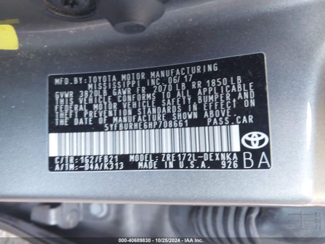 Photo 8 VIN: 5YFBURHE6HP708661 - TOYOTA COROLLA 