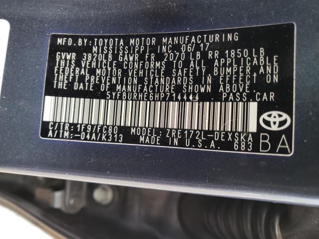 Photo 9 VIN: 5YFBURHE6HP714444 - TOYOTA COROLLA L 