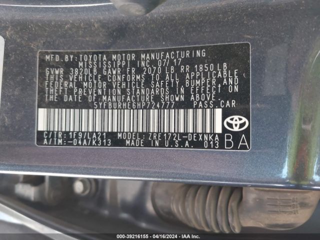 Photo 8 VIN: 5YFBURHE6HP724777 - TOYOTA COROLLA 