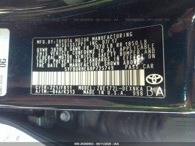 Photo 8 VIN: 5YFBURHE6HP725749 - TOYOTA COROLLA 