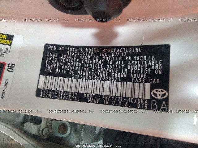 Photo 8 VIN: 5YFBURHE6HP728571 - TOYOTA COROLLA 