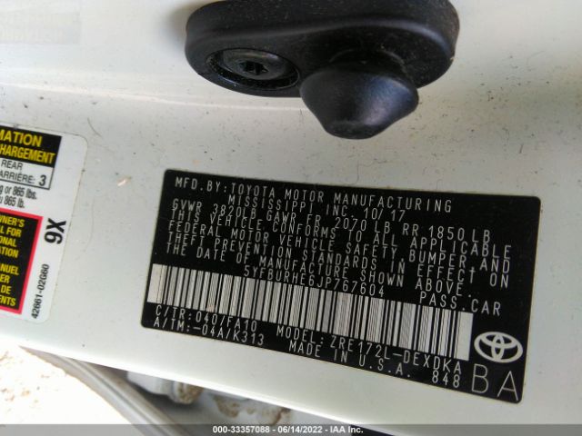 Photo 8 VIN: 5YFBURHE6JP767604 - TOYOTA COROLLA 