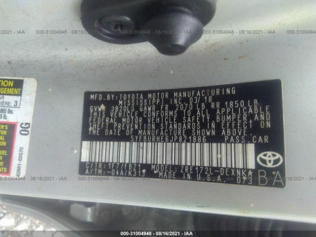 Photo 8 VIN: 5YFBURHE6JP821886 - TOYOTA COROLLA 