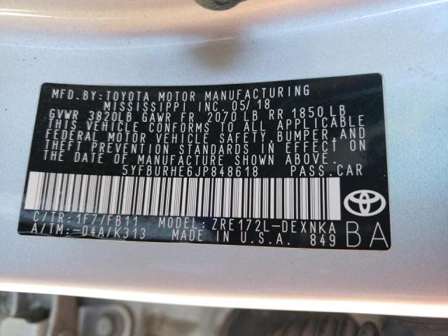 Photo 12 VIN: 5YFBURHE6JP848618 - TOYOTA COROLLA L 