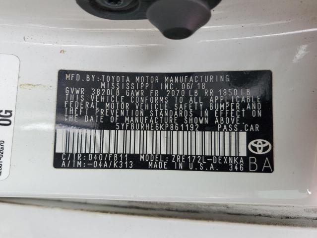 Photo 12 VIN: 5YFBURHE6KP861192 - TOYOTA COROLLA L 