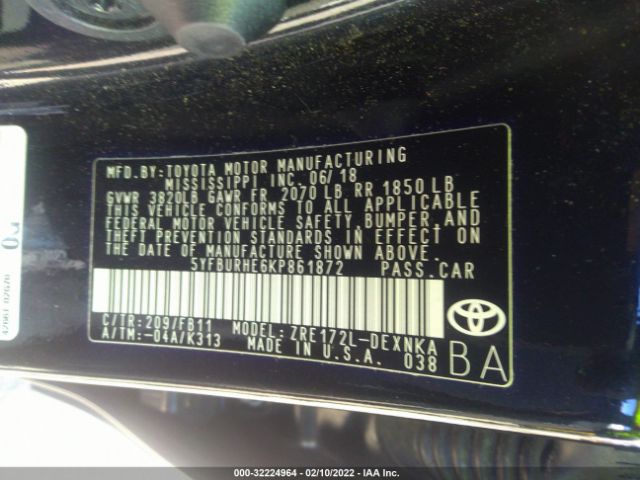 Photo 8 VIN: 5YFBURHE6KP861872 - TOYOTA COROLLA 