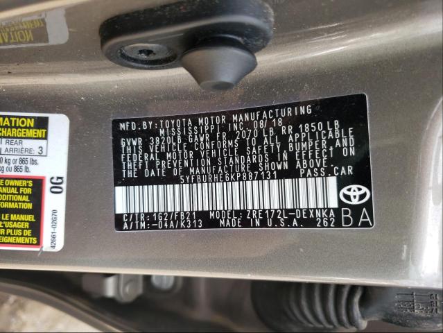 Photo 9 VIN: 5YFBURHE6KP887131 - TOYOTA COROLLA L 