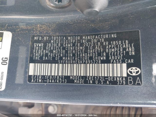 Photo 8 VIN: 5YFBURHE6KP895228 - TOYOTA COROLLA 