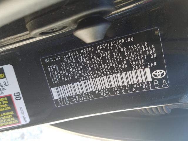 Photo 9 VIN: 5YFBURHE6KP911511 - TOYOTA COROLLA L 