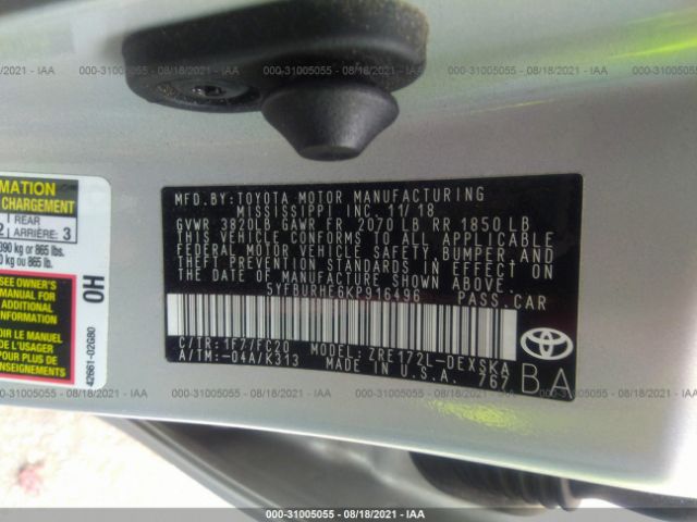 Photo 8 VIN: 5YFBURHE6KP916496 - TOYOTA COROLLA 