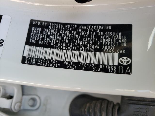 Photo 9 VIN: 5YFBURHE6KP917700 - TOYOTA COROLLA L 