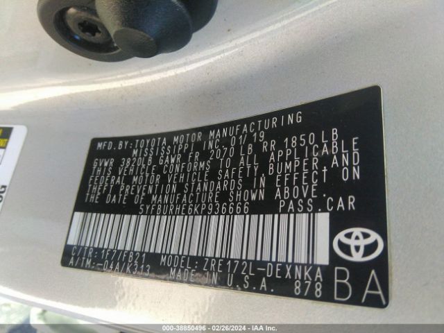 Photo 8 VIN: 5YFBURHE6KP936666 - TOYOTA COROLLA 