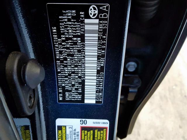 Photo 9 VIN: 5YFBURHE6KP942273 - TOYOTA COROLLA L 