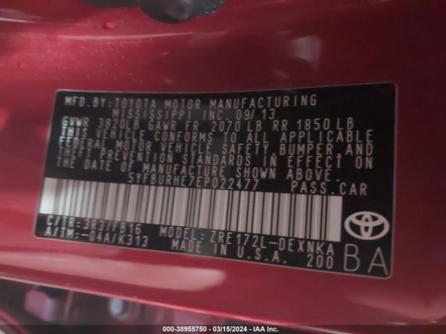 Photo 8 VIN: 5YFBURHE7EP022477 - TOYOTA COROLLA 