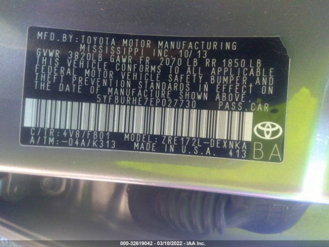 Photo 8 VIN: 5YFBURHE7EP027730 - TOYOTA COROLLA 