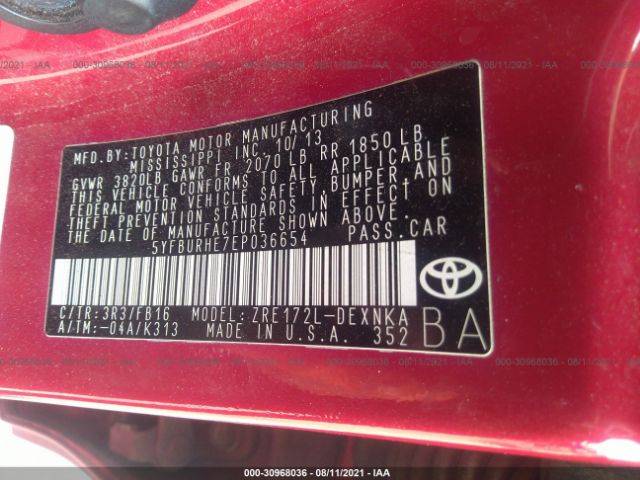 Photo 8 VIN: 5YFBURHE7EP036654 - TOYOTA COROLLA 