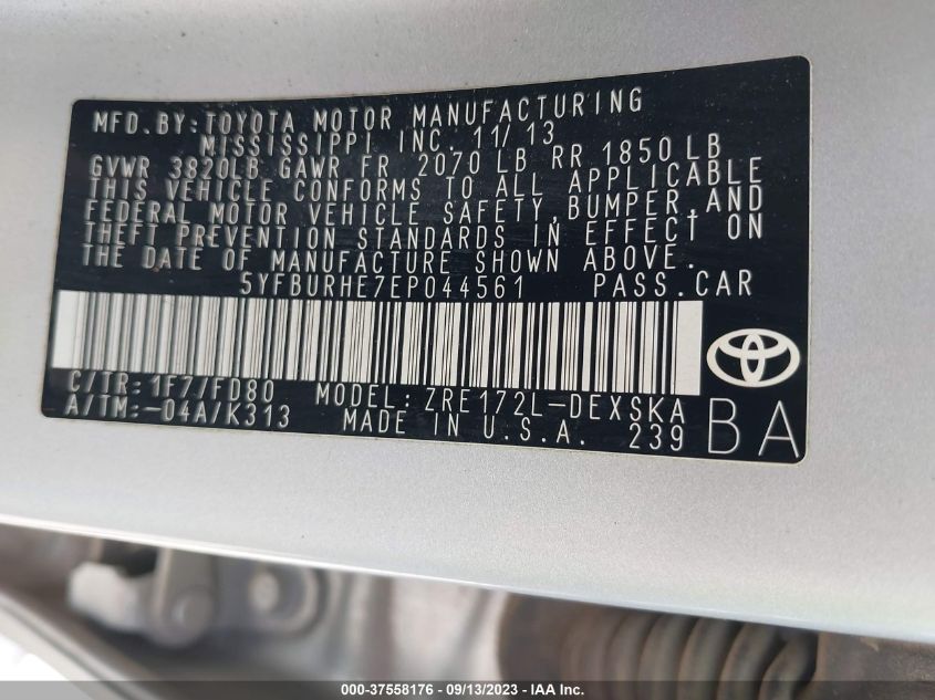 Photo 8 VIN: 5YFBURHE7EP044561 - TOYOTA COROLLA 