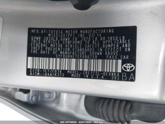 Photo 8 VIN: 5YFBURHE7EP086759 - TOYOTA COROLLA 