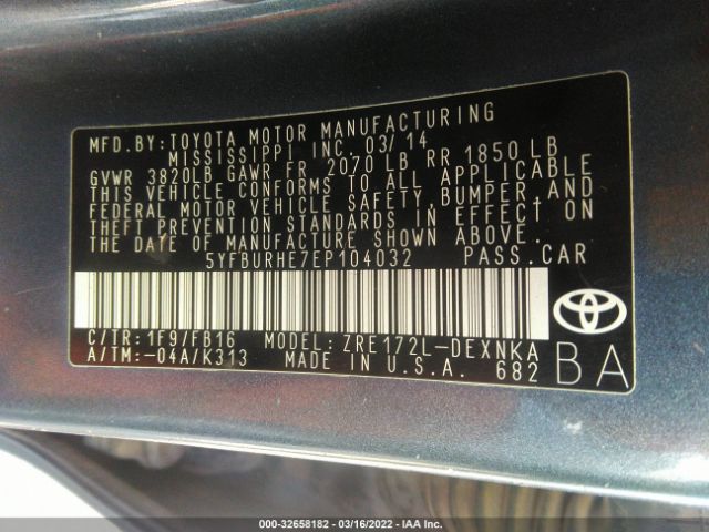 Photo 8 VIN: 5YFBURHE7EP104032 - TOYOTA COROLLA 