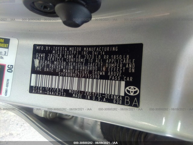 Photo 8 VIN: 5YFBURHE7EP115998 - TOYOTA COROLLA 