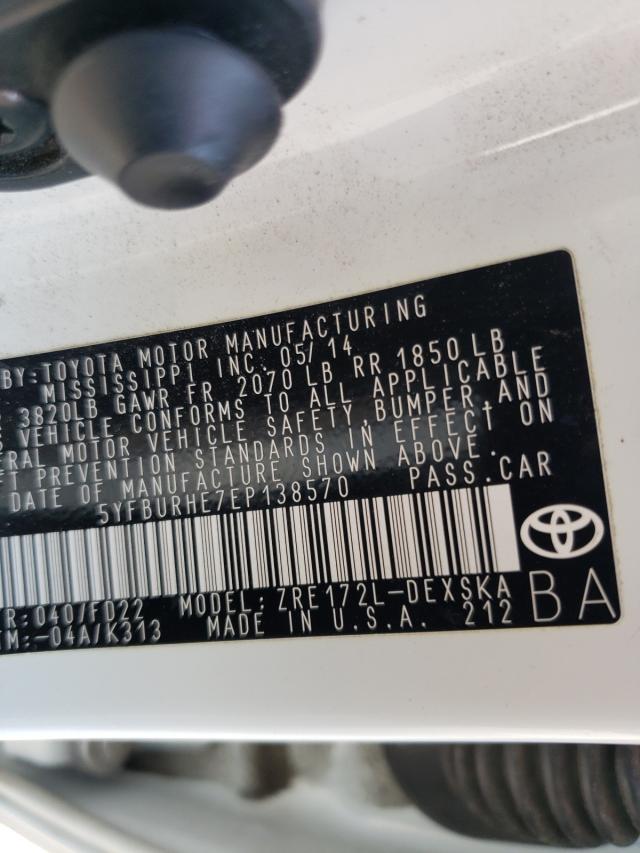 Photo 9 VIN: 5YFBURHE7EP138570 - TOYOTA COROLLA L 