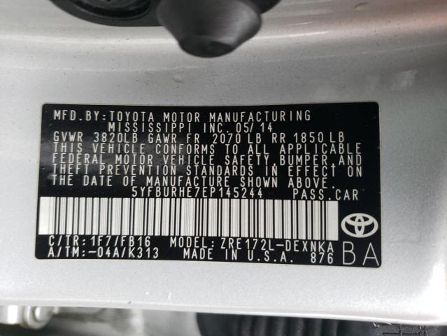 Photo 12 VIN: 5YFBURHE7EP145244 - TOYOTA COROLLA L 