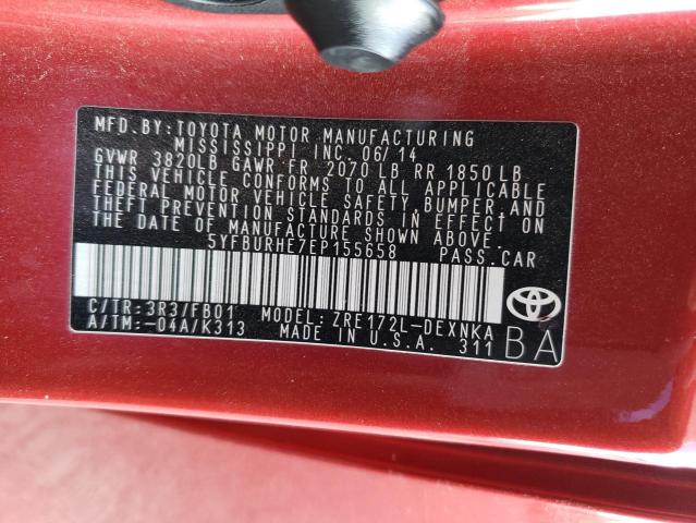 Photo 12 VIN: 5YFBURHE7EP155658 - TOYOTA COROLLA L 