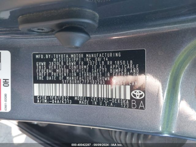 Photo 8 VIN: 5YFBURHE7FP182280 - TOYOTA COROLLA 