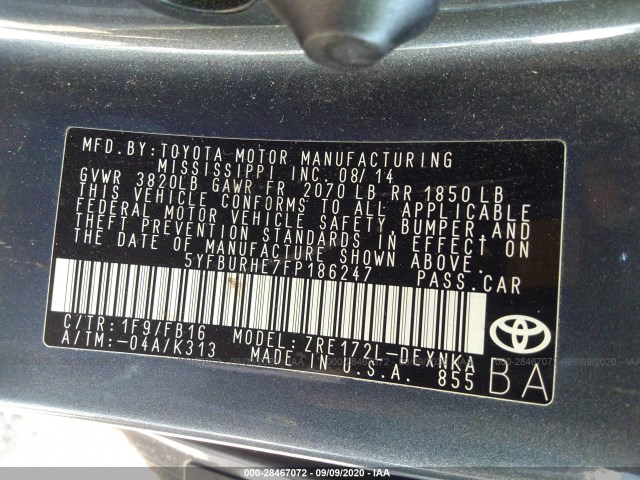 Photo 8 VIN: 5YFBURHE7FP186247 - TOYOTA COROLLA 