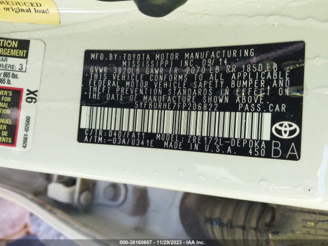 Photo 8 VIN: 5YFBURHE7FP206822 - TOYOTA COROLLA 