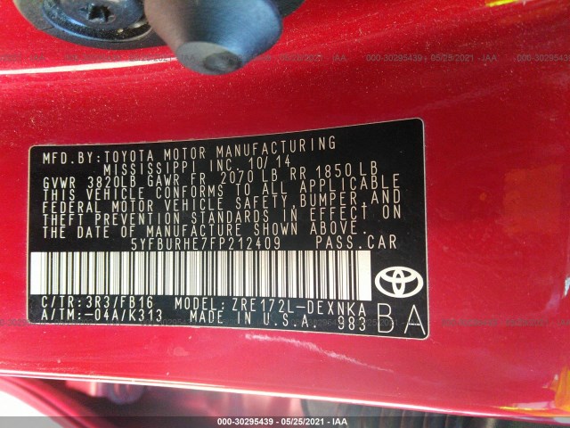 Photo 8 VIN: 5YFBURHE7FP212409 - TOYOTA COROLLA 