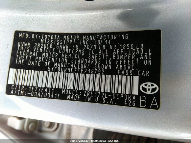 Photo 8 VIN: 5YFBURHE7FP218792 - TOYOTA COROLLA 