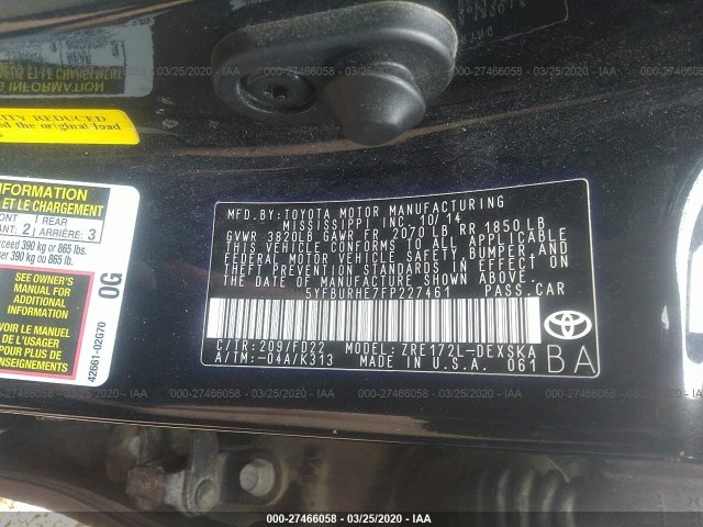 Photo 8 VIN: 5YFBURHE7FP227461 - TOYOTA COROLLA 