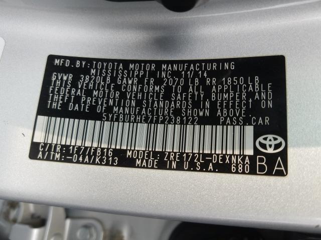 Photo 9 VIN: 5YFBURHE7FP238122 - TOYOTA COROLLA L 