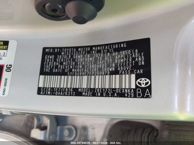 Photo 8 VIN: 5YFBURHE7FP260878 - TOYOTA COROLLA 