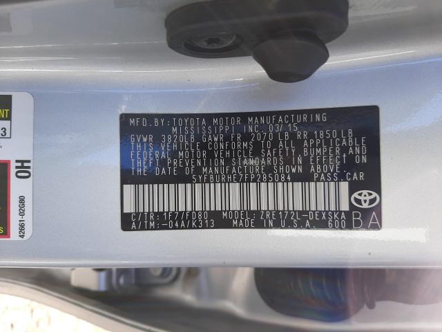 Photo 9 VIN: 5YFBURHE7FP285084 - TOYOTA COROLLA L 