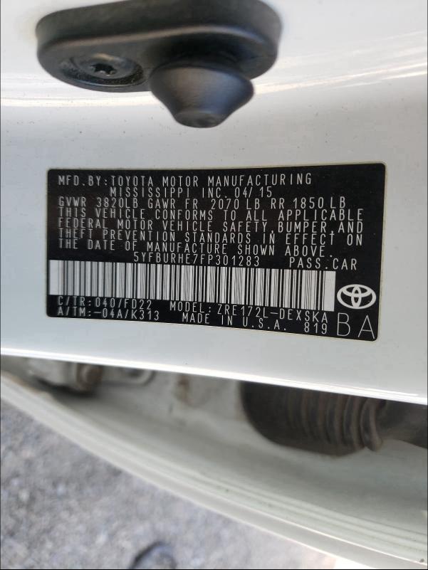 Photo 9 VIN: 5YFBURHE7FP301283 - TOYOTA COROLLA L 